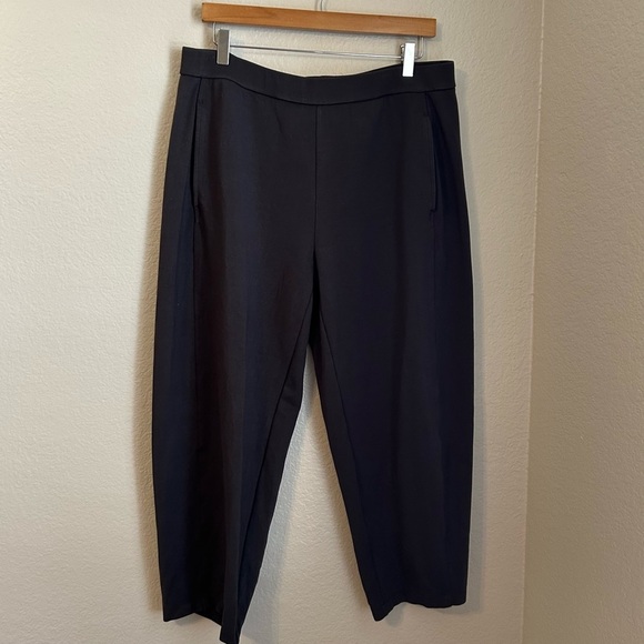 Eileen Fisher Tencel Blend Pull-On Stretch Ankle Crop Pant Charcoal Gray, Large - Picture 1 of 8